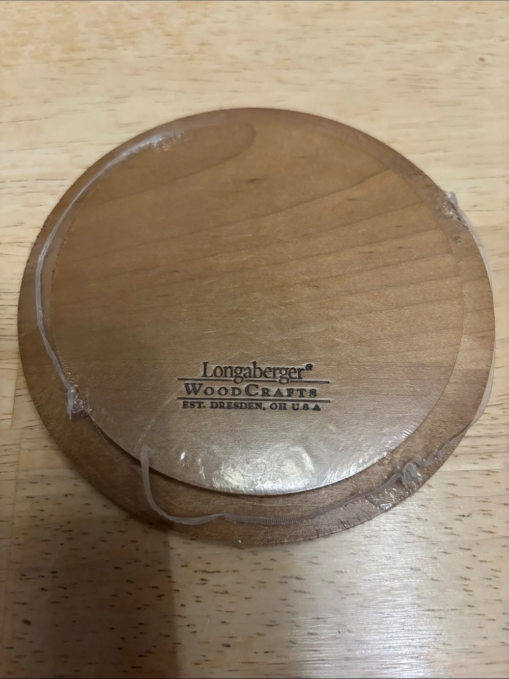 Longaberger Round Melody Basket Lid in Natural Brown Wood Tone NIB